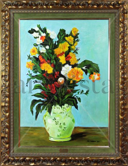 Jarro de flores Oil Canvas Floral Painting