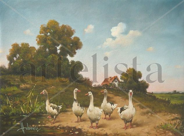 geese Oil Canvas Animals