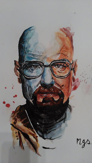 Walter White Acuarela Cartulina Retrato