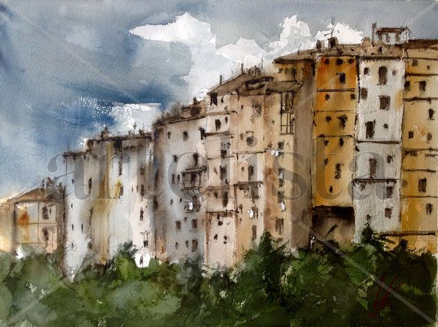 Cuenca Acuarela Papel Paisaje