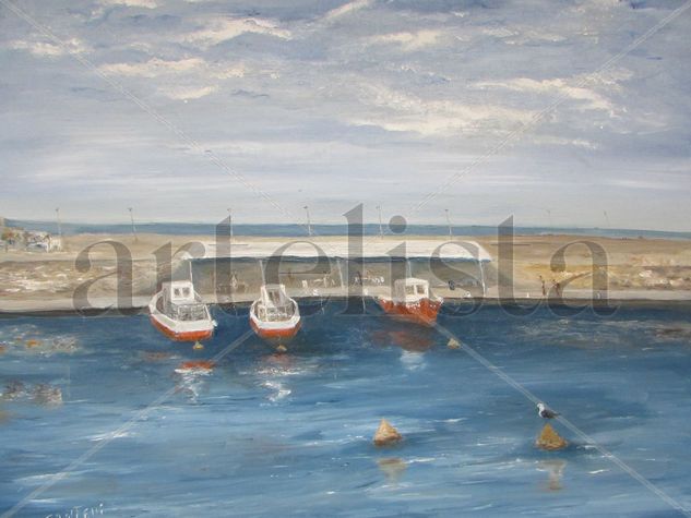 PUERTO DE PUNTA DEL ESTE Oil Canvas Marine Painting