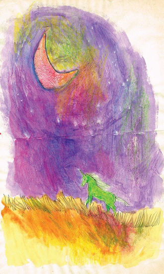 El Unicornio verde Media Mixta Papel Paisaje