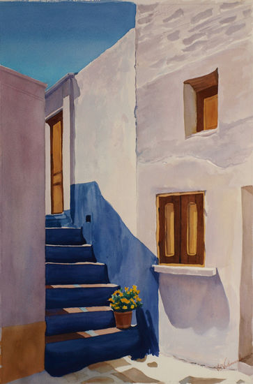 Rincón de Santorini Watercolour Paper Others