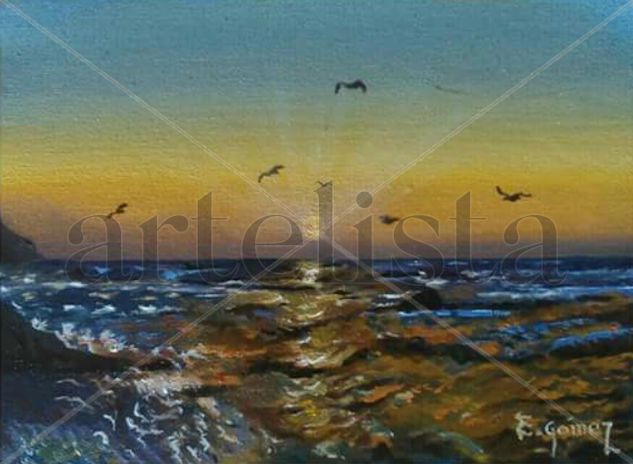 Atardecer en el mar Oil Panel Marine Painting