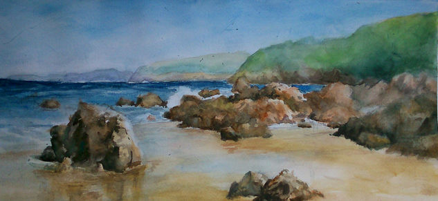 Playa de Toronda -Llanes- Asturias Acuarela Papel Marina