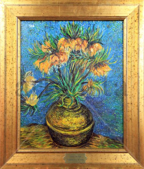 Fritilarias en jarro de cobre Oil Canvas Floral Painting