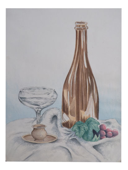 Champagne Watercolour Card Still Life Paintings