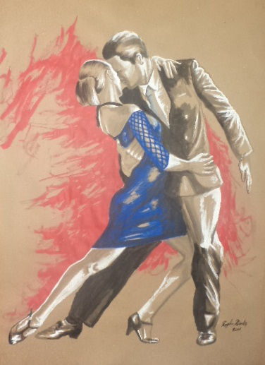 tango azul Acrílico Papel Figura