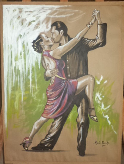 tango verde Acrylic Paper Figure Painting