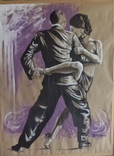 tango morado Acrylic Paper Figure Painting