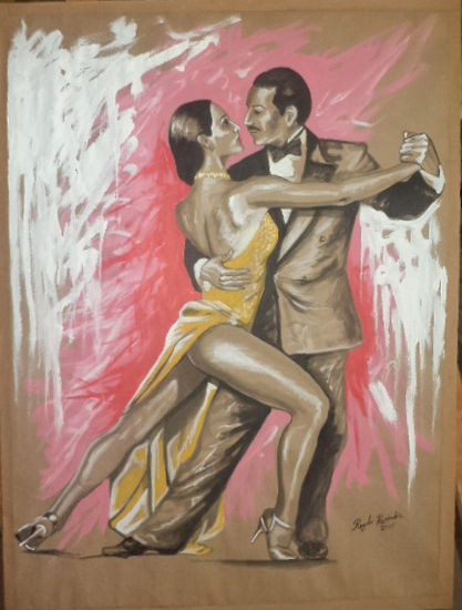 tango amarillo Acrylic Paper Figure Painting