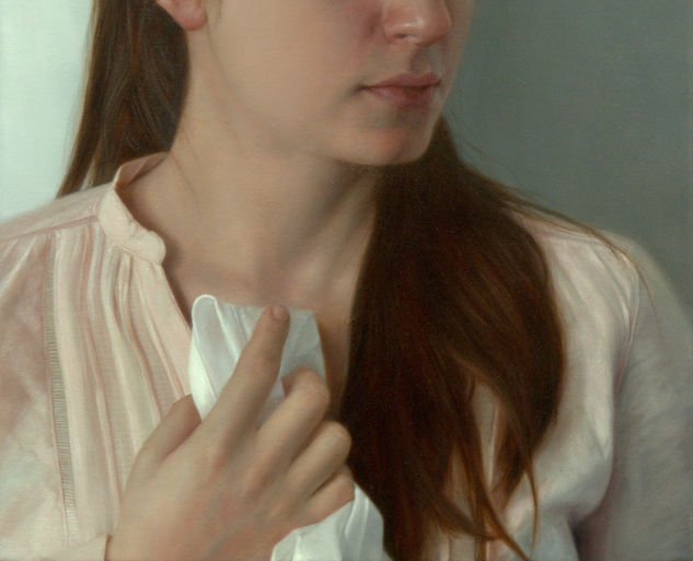 L'écharpe blanche - detalle - Oil Canvas Figure Painting