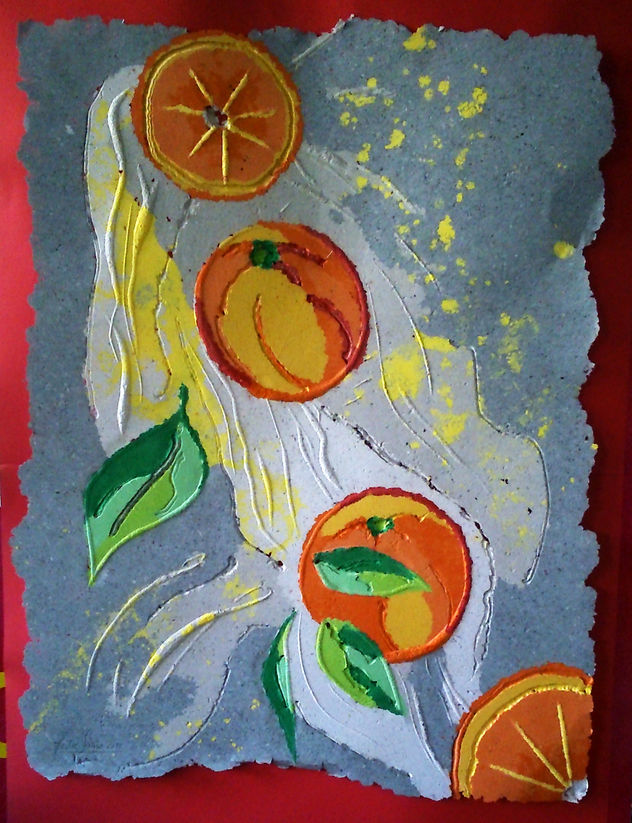 El zumo de papel - naranjas