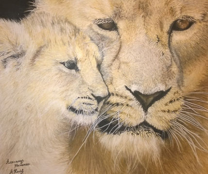 La leona y el leoncito