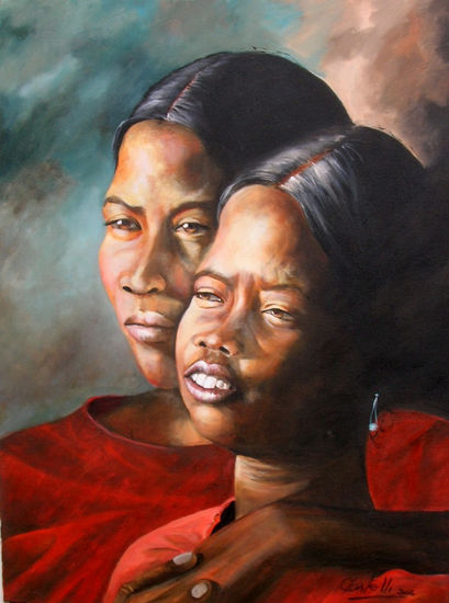 Hermanas Acrylic Canvas Figure Painting