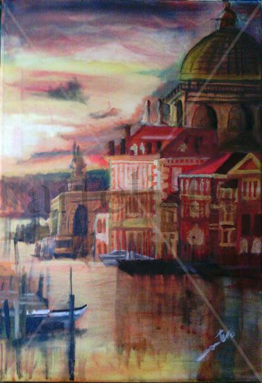 Atardecer en viena Oil Canvas Landscaping