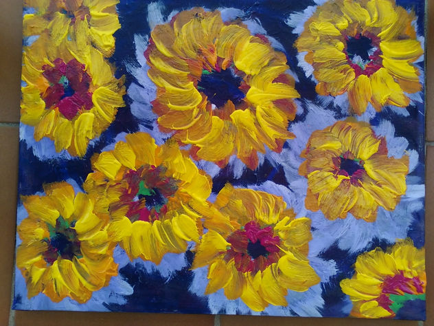 GIRASOLES FONDO AZUL