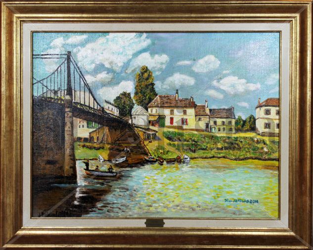 El puente de Villeneuve-la-Garenne Óleo Lienzo Paisaje