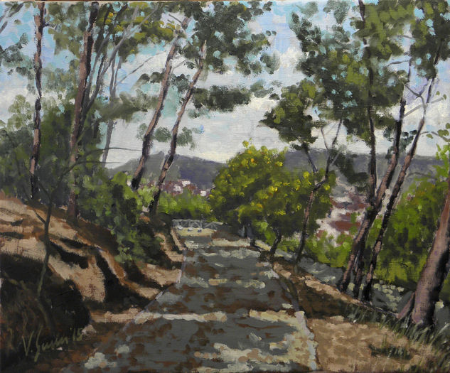 Camí al parc del Guinardó Oil Canvas Landscaping