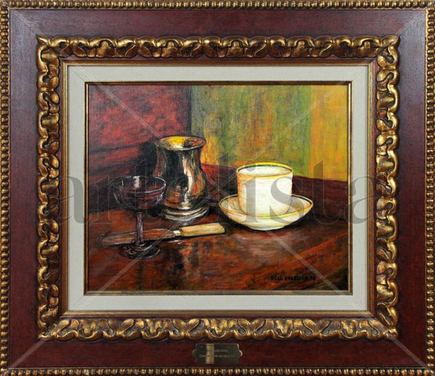 Naturaleza muerta con taza y vaso Oil Canvas Still Life Paintings