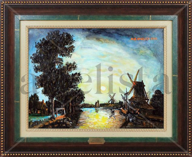 Paisaje al claro de Luna Oil Canvas Landscaping