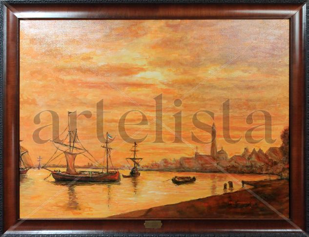 Vista de Amberes Oil Canvas Landscaping