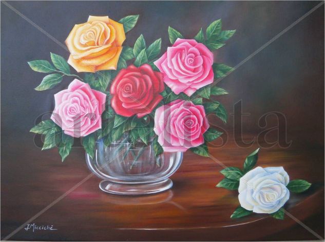 Las rosas Oil Canvas Floral Painting