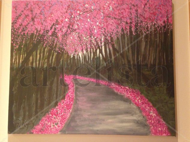 Camino en paisaje rosa Acrylic Canvas Landscaping