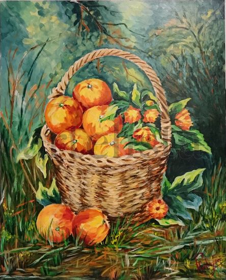 BODEGON - CESTA CON FRUTA Acrylic Canvas Still Life Paintings