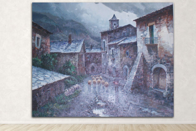 Agustín Pardo - Paisaje Pirineo Óleo Lienzo Marina