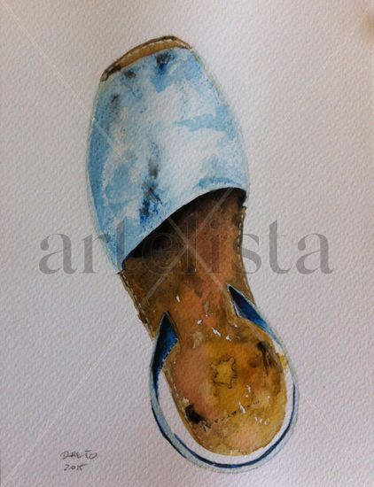 Menorquina azul 2 Watercolour Card Figure Painting