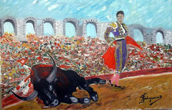 Coliseo de Tauromaquia Óleo Lienzo Figura