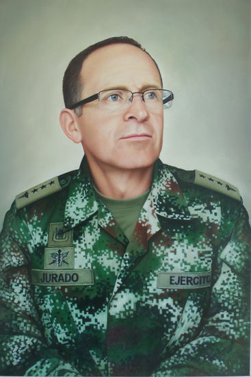 Retrato de un Señor Oficial del Ejército de Colombia Oil Canvas Portrait