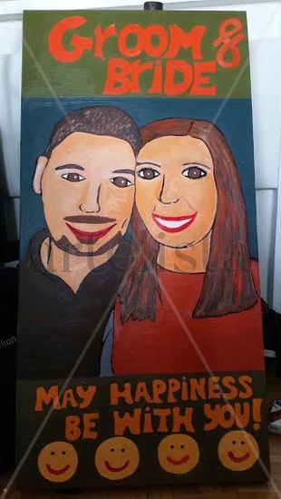 Groom and bride Oil Canvas Portrait