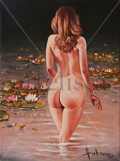 She has beautiful eyes Oil Canvas Nude Paintings