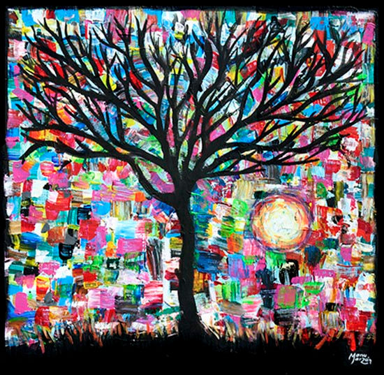 El árbol No pintado Mixed media Panel Landscaping