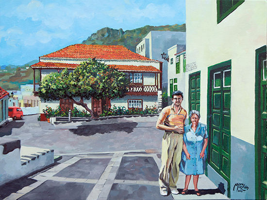 Personas en la Calle Cajita Blanca Oil Canvas Landscaping