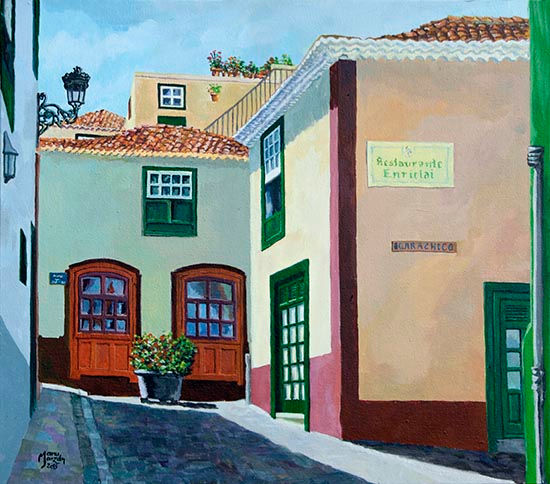 Calle Garachico Oil Canvas Landscaping