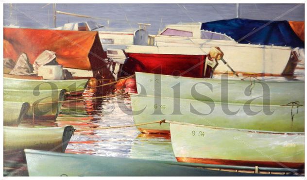 barcas verdes anclades