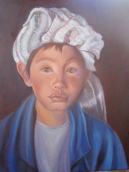 niño afgano Oil Canvas Portrait