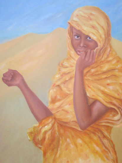 mujer del Sahara Oil Panel Portrait