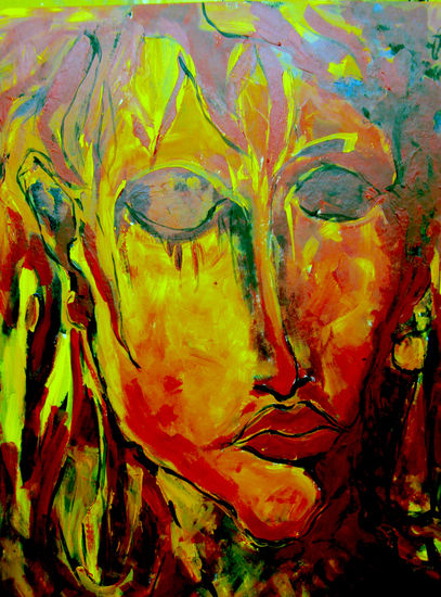 ?sin ganas de nada? Acrylic Textile Portrait