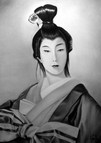 Geisha milenaria Pastel Paper Portrait