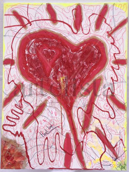 Heart Lves ! Media Mixta Lienzo Otros