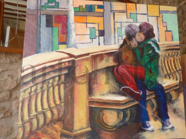 PAREJA EN EL PARQUE Acrylic Panel Figure Painting