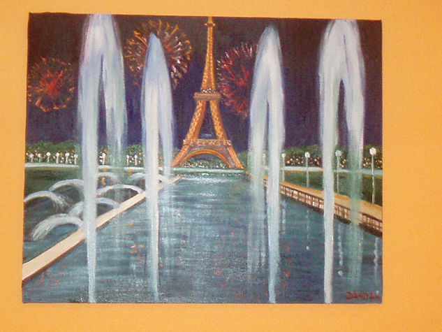 torre eiffel (paris de noche y su magia) de la coleccion maravillas del mundo Oil Canvas Landscaping