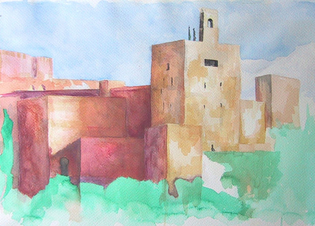 Alhambra Acuarela Papel Paisaje