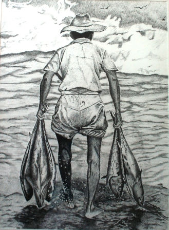 Pescador No. 2 Ink Paper Figure Painting