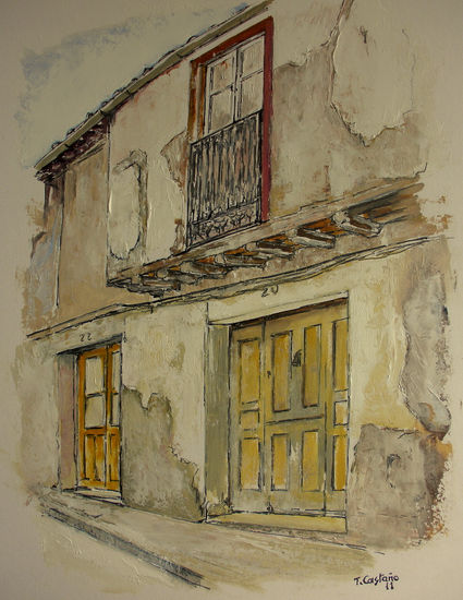 Casa en la calle Requejo-Fermoselle Óleo Papel Paisaje