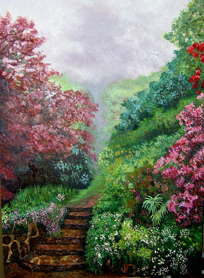 Jardín en la niebla Oil Panel Landscaping